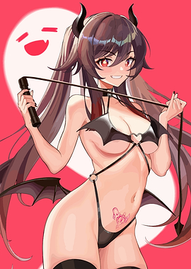 Anime Demon Girl with Whip