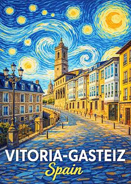 Vitoria-Gasteiz Spain Starry Night Painting