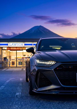 Car RS6 Mount Fuji Sunset