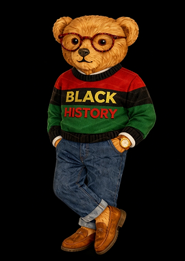 Teddy Bear in Black History Sweater
