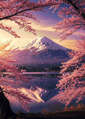 Mount Fuji with Cherry Blossoms