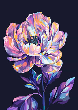 Colorful Abstract Peony Flower