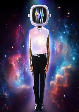 Cosmic Figure with Retro TV Head
