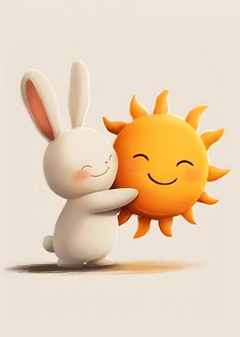 Cute Bunny Hugging the Sun