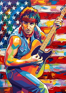 Bruce Springsteen with Guitar Wpap art