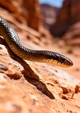 Snake on desert rock