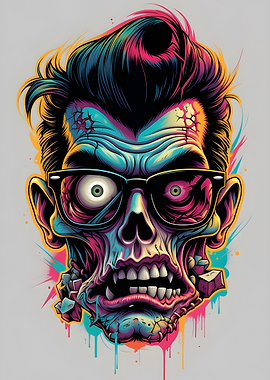 Stylized Zombie Head with Glasses