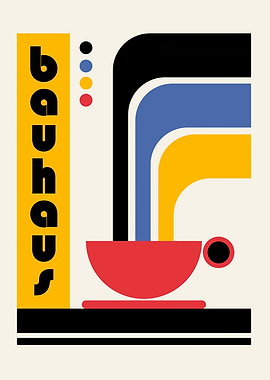 Bauhaus inspired coffee cup art