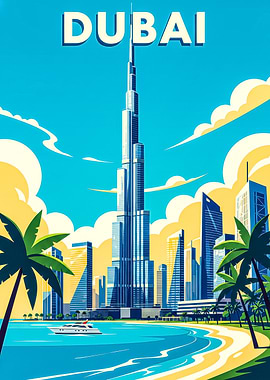 Dubai Skyline with Burj Khalifa