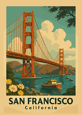 San Francisco Golden Gate Bridge Vintage Poster