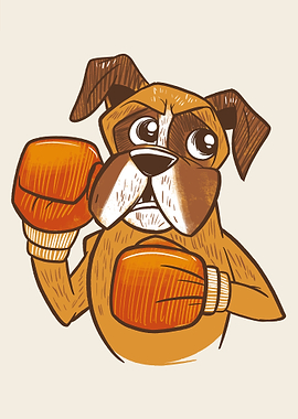 Boxing Boxer Dog Cartoon