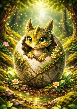 Baby Dragon Nature Hatching from Egg
