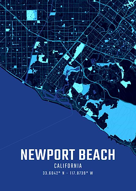 Newport Beach California Midnight City Map