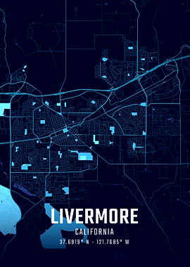Livermore California Midnight City Map