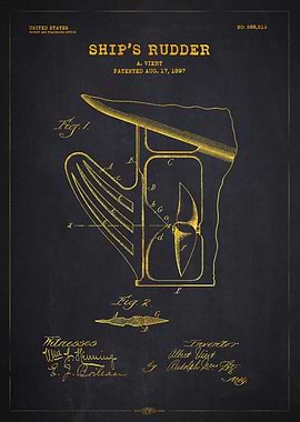 1897 Ship's Rudder Patent Gold
