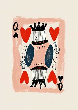 Queen of Hearts Card Illustration