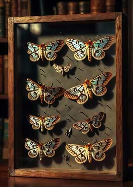 Taxidermy Moth Collection Display