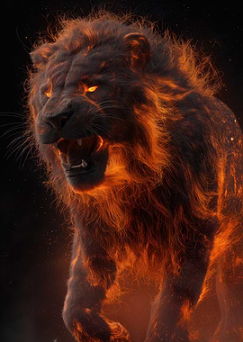 Fiery Lion Particle Art