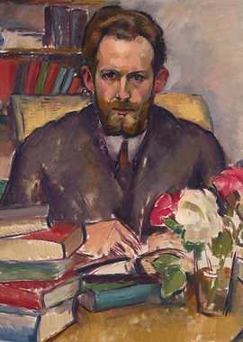 Portrait of a Man with Books and Flowers