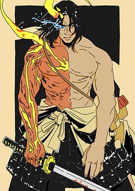 Samurai Warrior with Fiery Arm