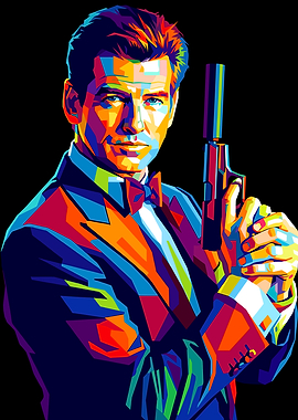Pierce Brosnan as James Bond Pop Art