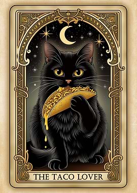 Taco Lover Cat Tarot Card