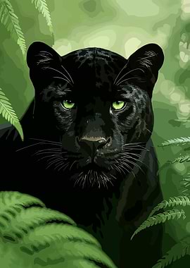 Black Panther in Lush Greenery