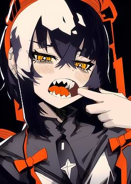 Anime Girl with Sharp Teeth