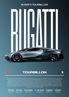 Bugatti Tourbillon Car Poster