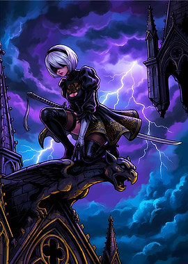 2B on Gargoyle during Lightning Storm