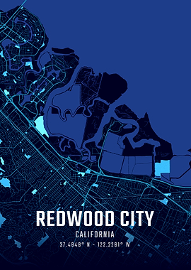 Redwood City California Midnight City Map