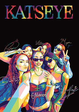 KATSEYE Group Pop Art Portrait