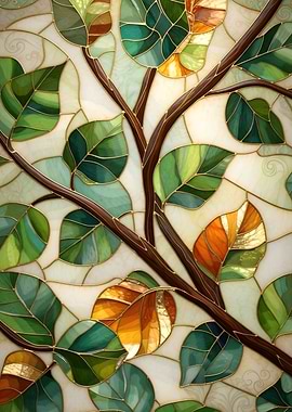 Stained Glass Leaves and Branches