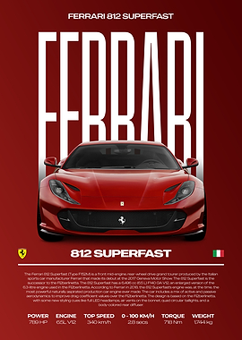 Ferrari 812 Superfast Car Poster