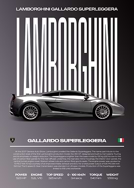 Lamborghini Gallardo Superleggera Car Poster