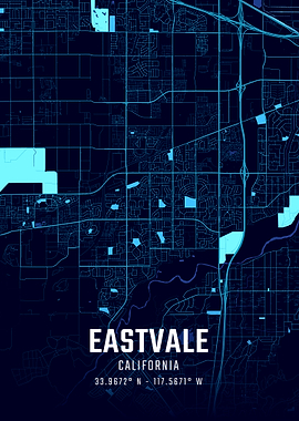 Eastvale California Midnight City Map