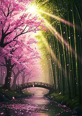 Serene Japanese Garden Bridge