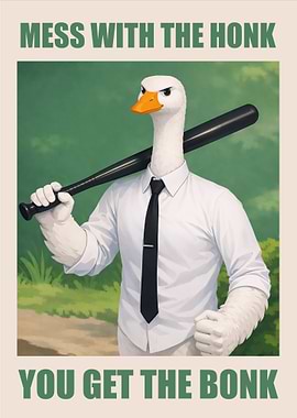Goose with Baseball Bat Poster