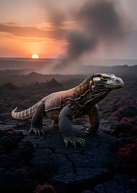 Komodo Dragon at Sunset