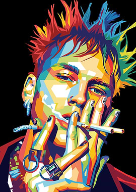 Colorful Portrait of a Man Smoking