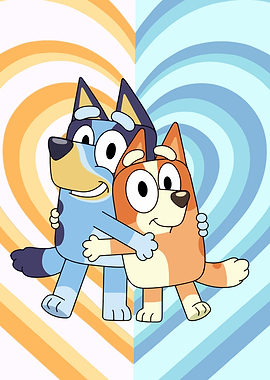 Bluey and Bingo Hugging