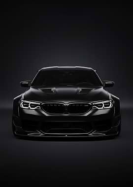 dark Black BMW M5 Front View