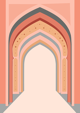 Modern Mihrab Arch in Soft Terracotta Tones