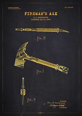 1940 Fireman's Axe Patent Gold
