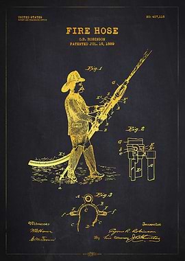 1889 Fire Hose Patent Gold