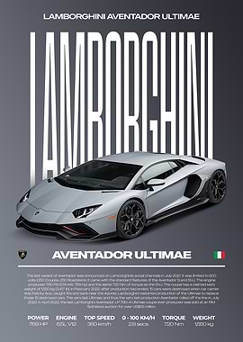 Lamborghini Aventador Ultimae Car Poster