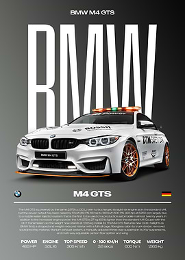 BMW M4 GTS Car Poster