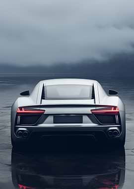 Gray supercar and fog