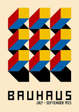Bauhaus Poster with Geometric Cubes