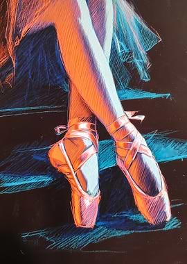 Ballet Dancer's Pointe Shoes